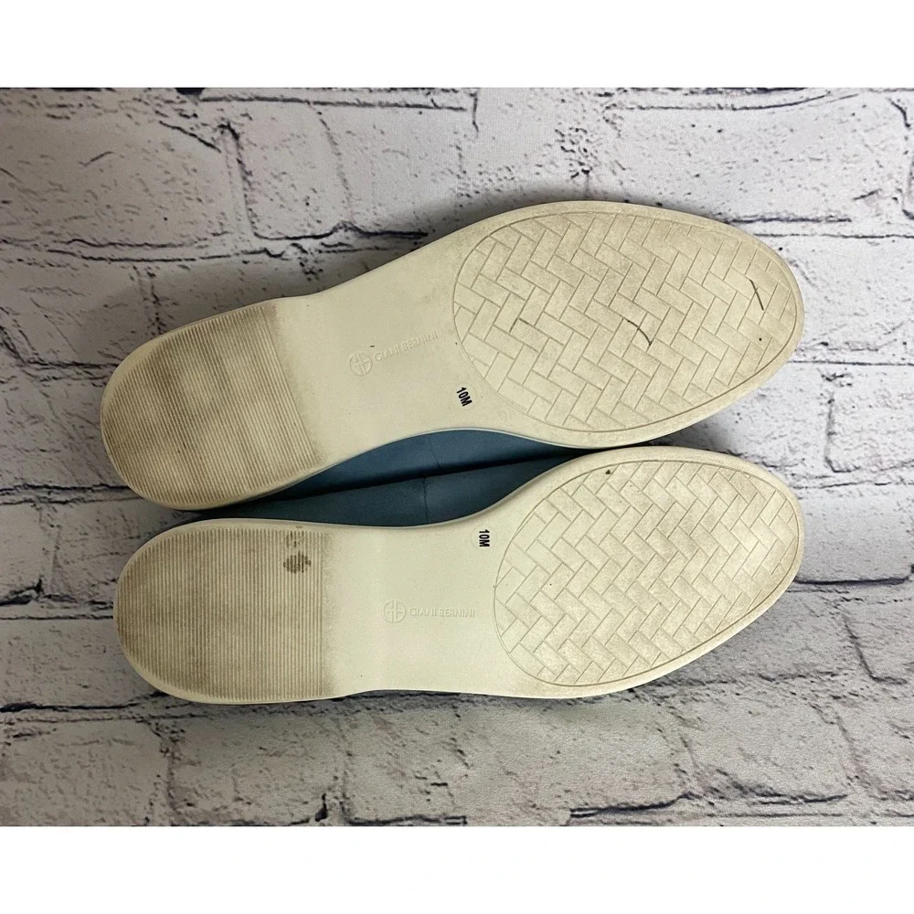 Giani Bernini Womens Lesleee Loafers 10M Light Blue Suede Memory Foam Slip-On